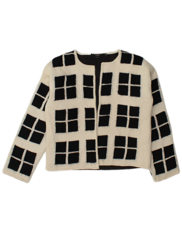 Seventy Womens Crop Open Cardigan Sweater IT 42 Medium Off White Geometric