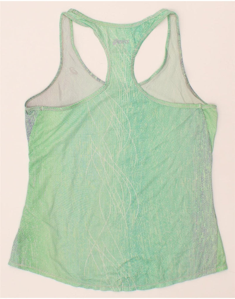 ASICS Womens Vest Top UK 12 Medium Green Colourblock Vintage Asics and Second-Hand Asics from Messina Hembry 