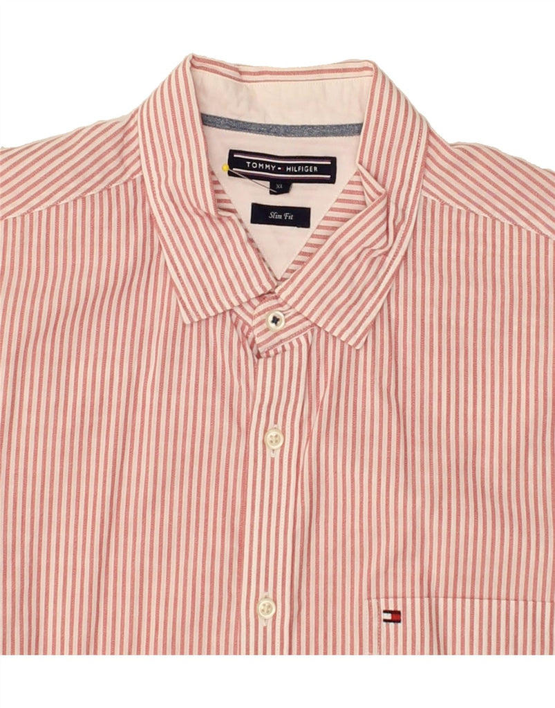 TOMMY HILFIGER Mens Slim Fit Shirt XL Pink Pinstripe Cotton | Vintage Tommy Hilfiger | Thrift | Second-Hand Tommy Hilfiger | Used Clothing | Messina Hembry 