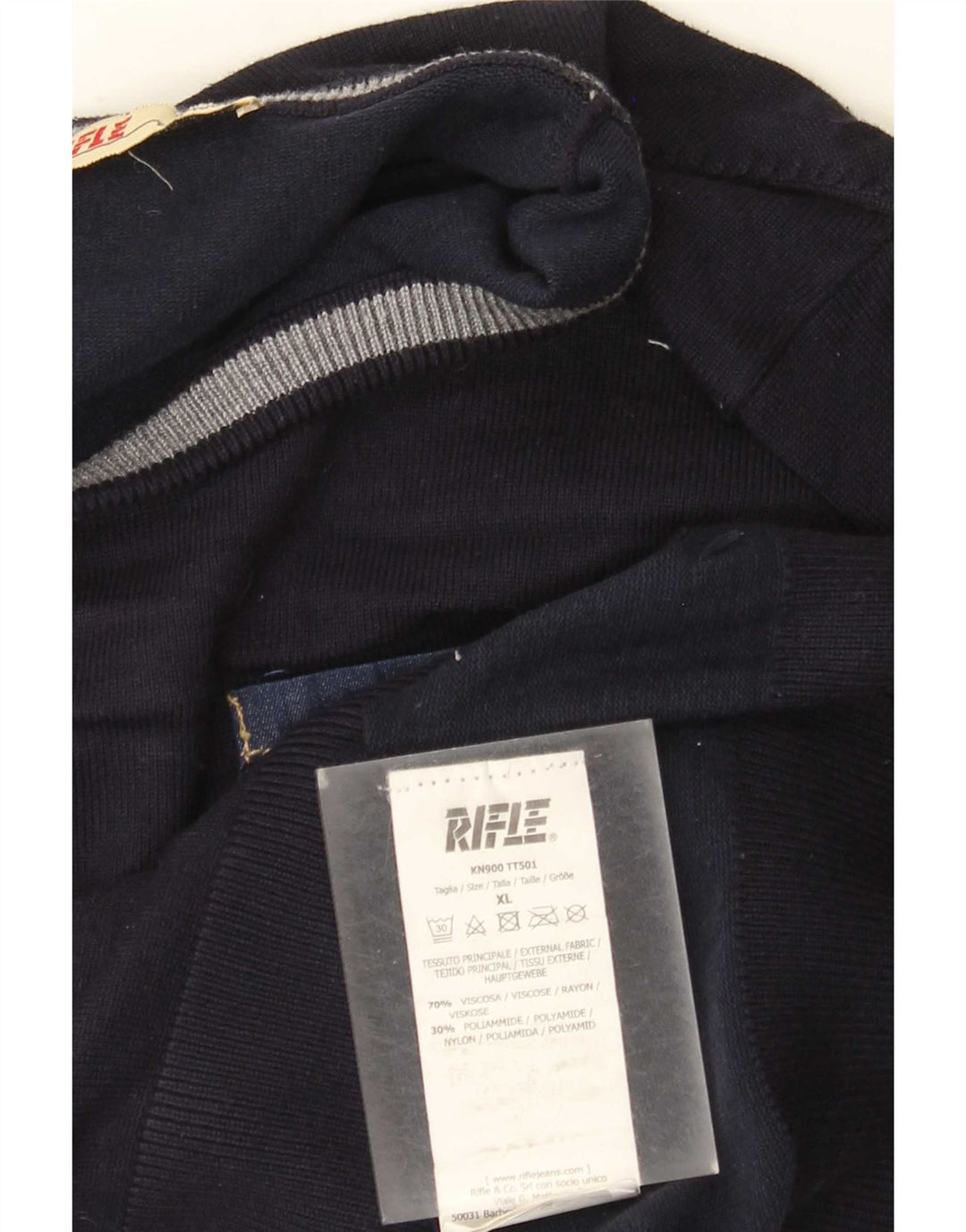 Rifle Mens Crew Neck Jumper Sweater XL Navy Blue Viscose