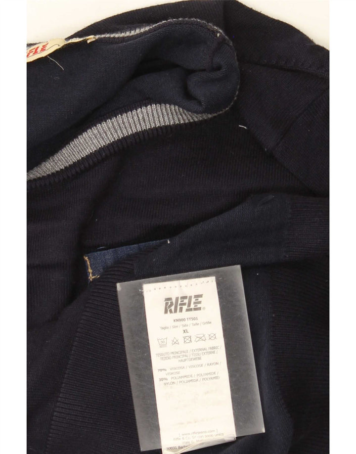 Rifle Mens Crew Neck Jumper Sweater XL Navy Blue Viscose