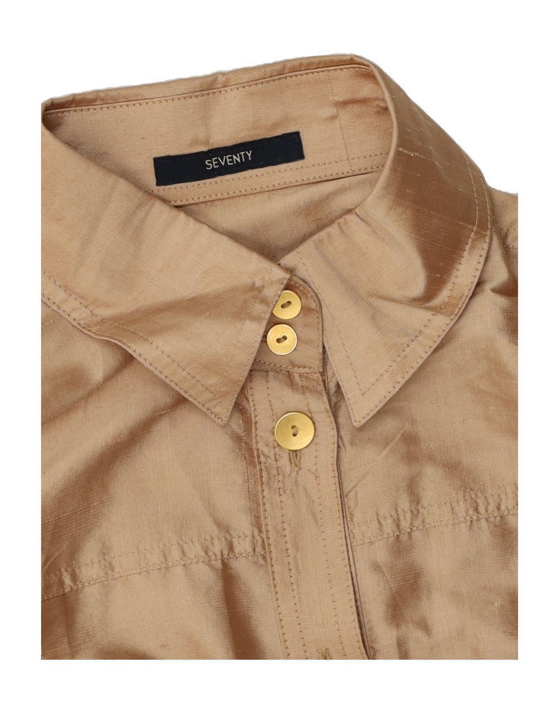SEVENTY Womens Short Sleeves Shirt Dress UK 12 Medium Beige Vintage Seventy and Second-Hand Seventy from Messina Hembry 