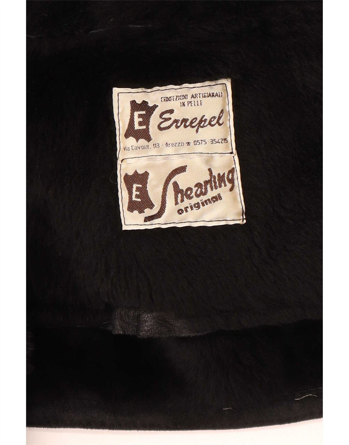 Vintage Mens Shearling Jacket UK 42 XL Black