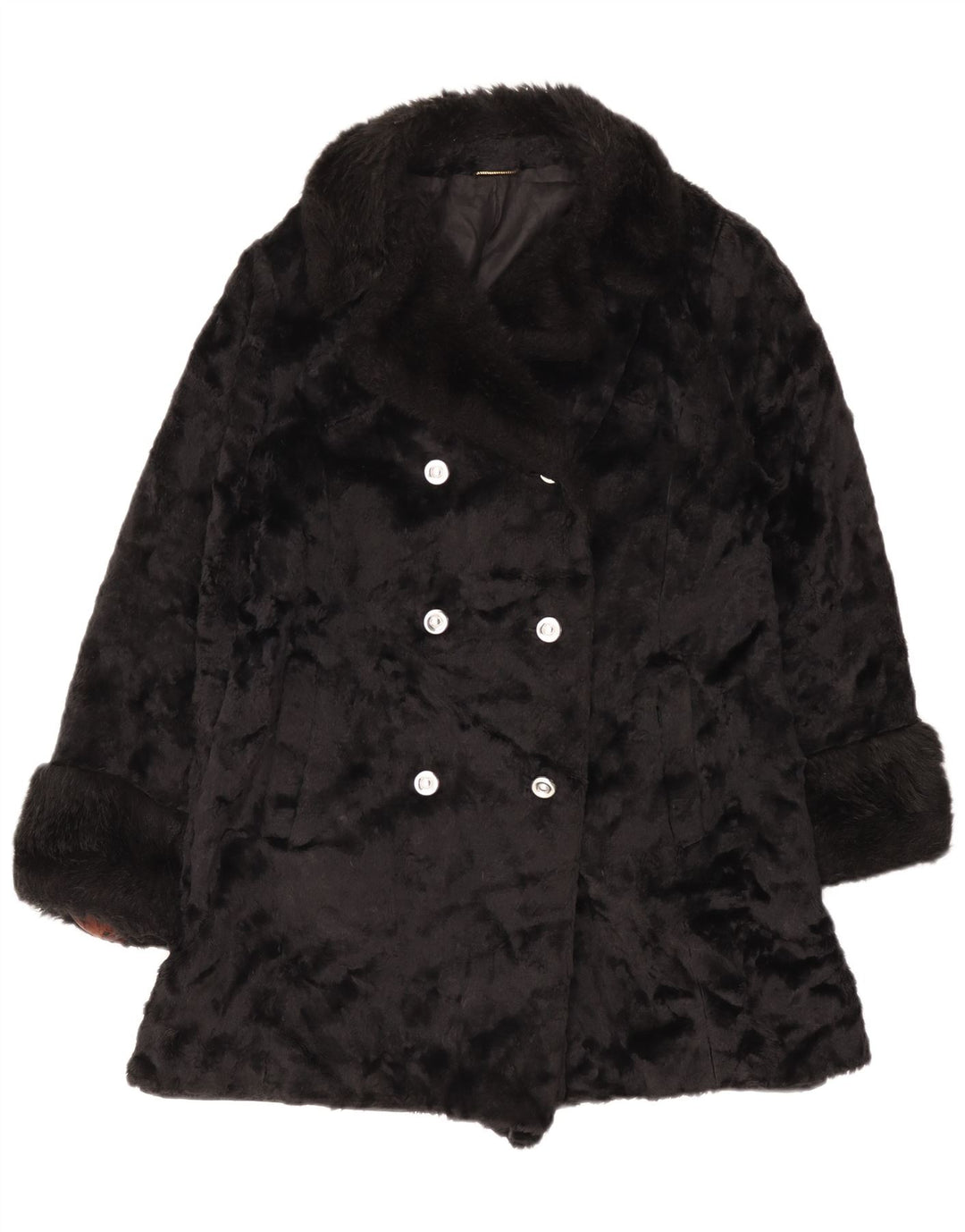 Vintage Womens Fur Coat UK 14 Medium Black