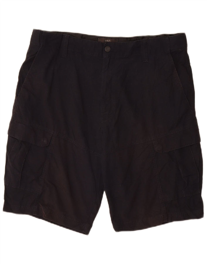 Marks & Spencer Mens Cargo Shorts W36 Large Black Cotton