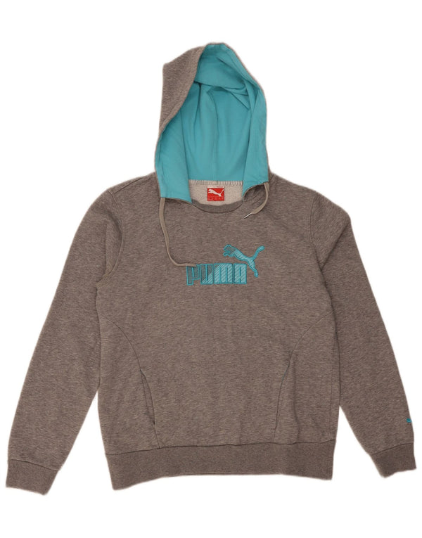 PUMA Womens Graphic Hoodie Jumper UK 16 Large Grey Flecked