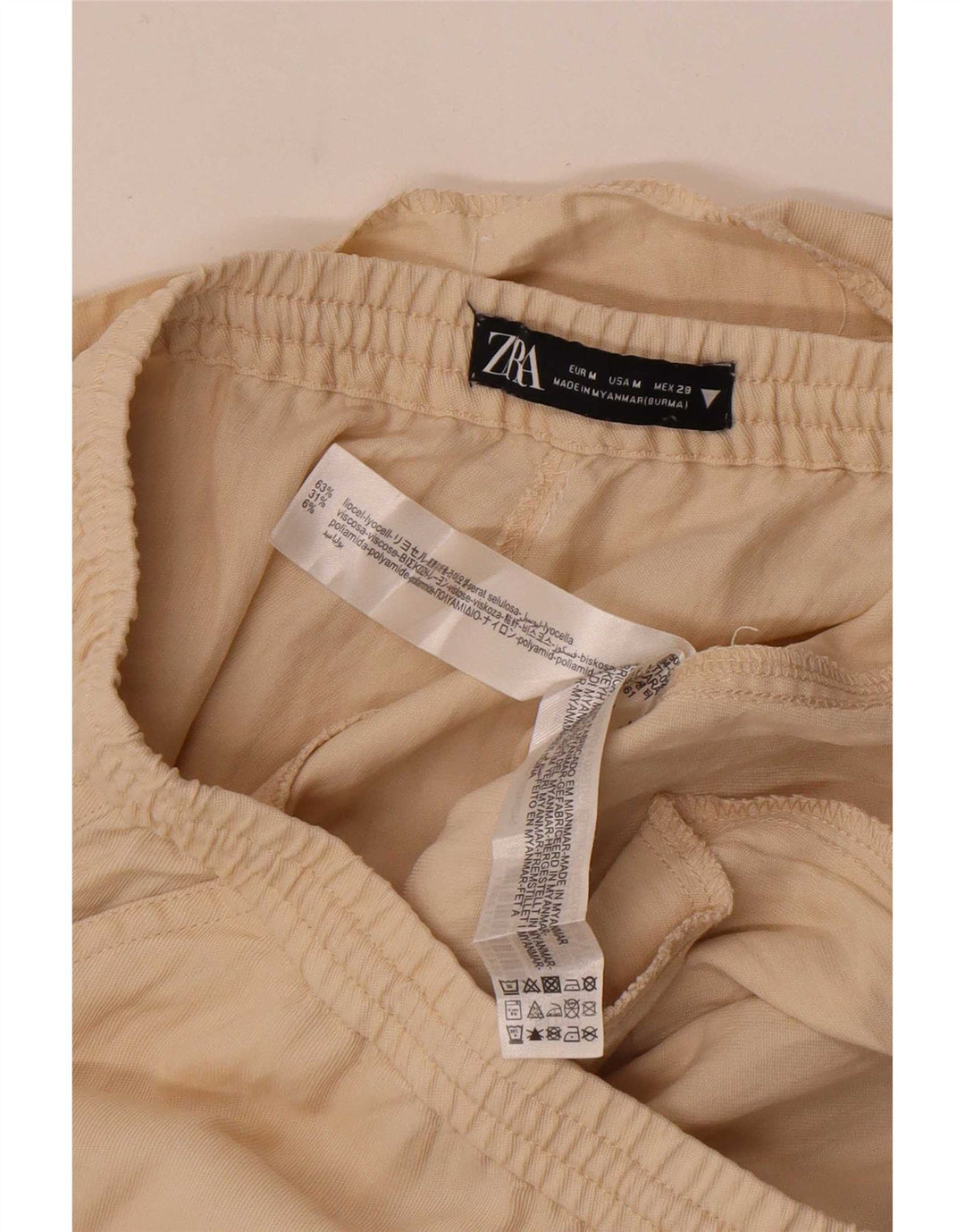 Zara Womens Straight Chino Trousers Medium W28 L32 Off White Lyocell