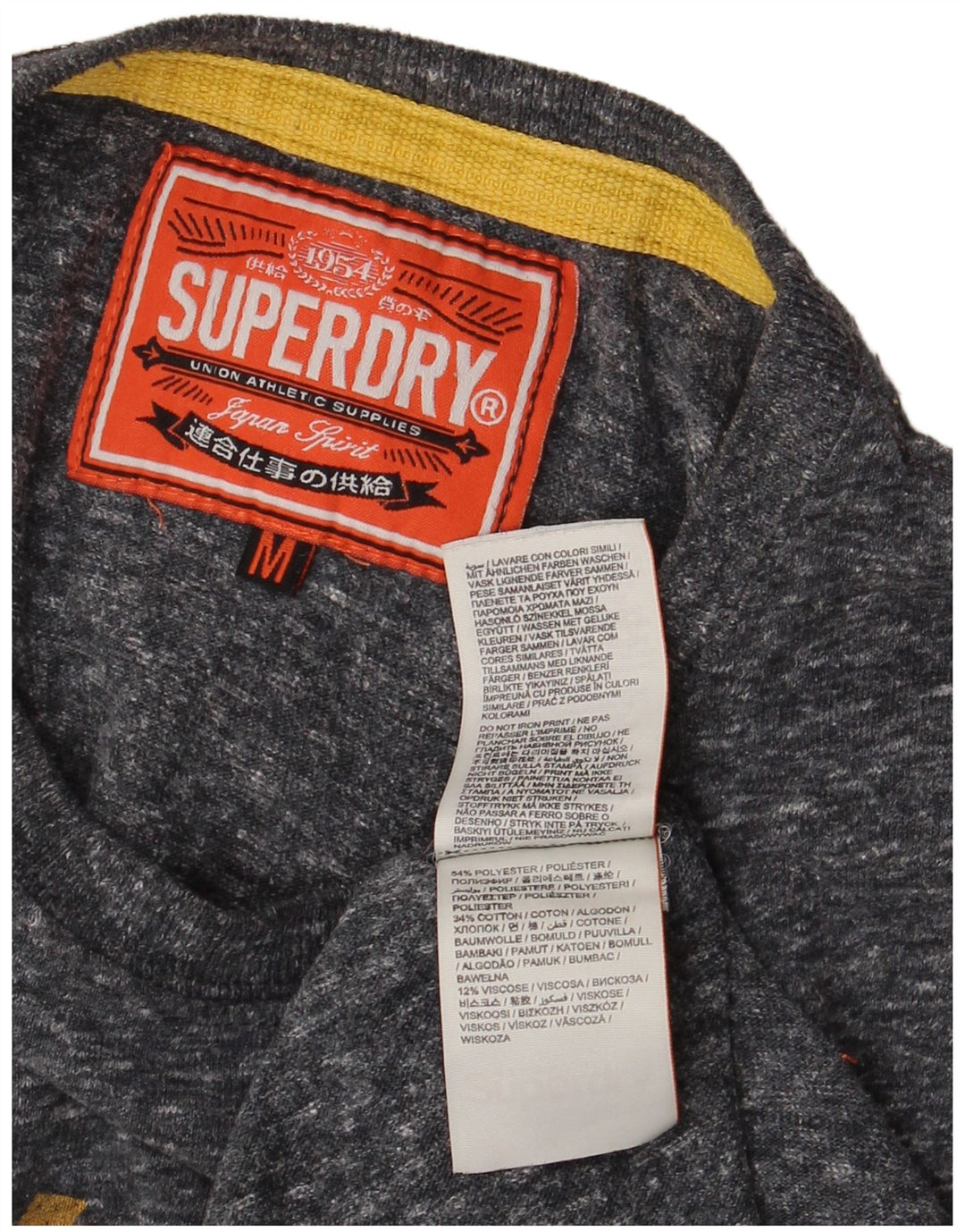 SUPERDRY Mens Graphic T-Shirt Top Medium Grey Flecked Cotton
