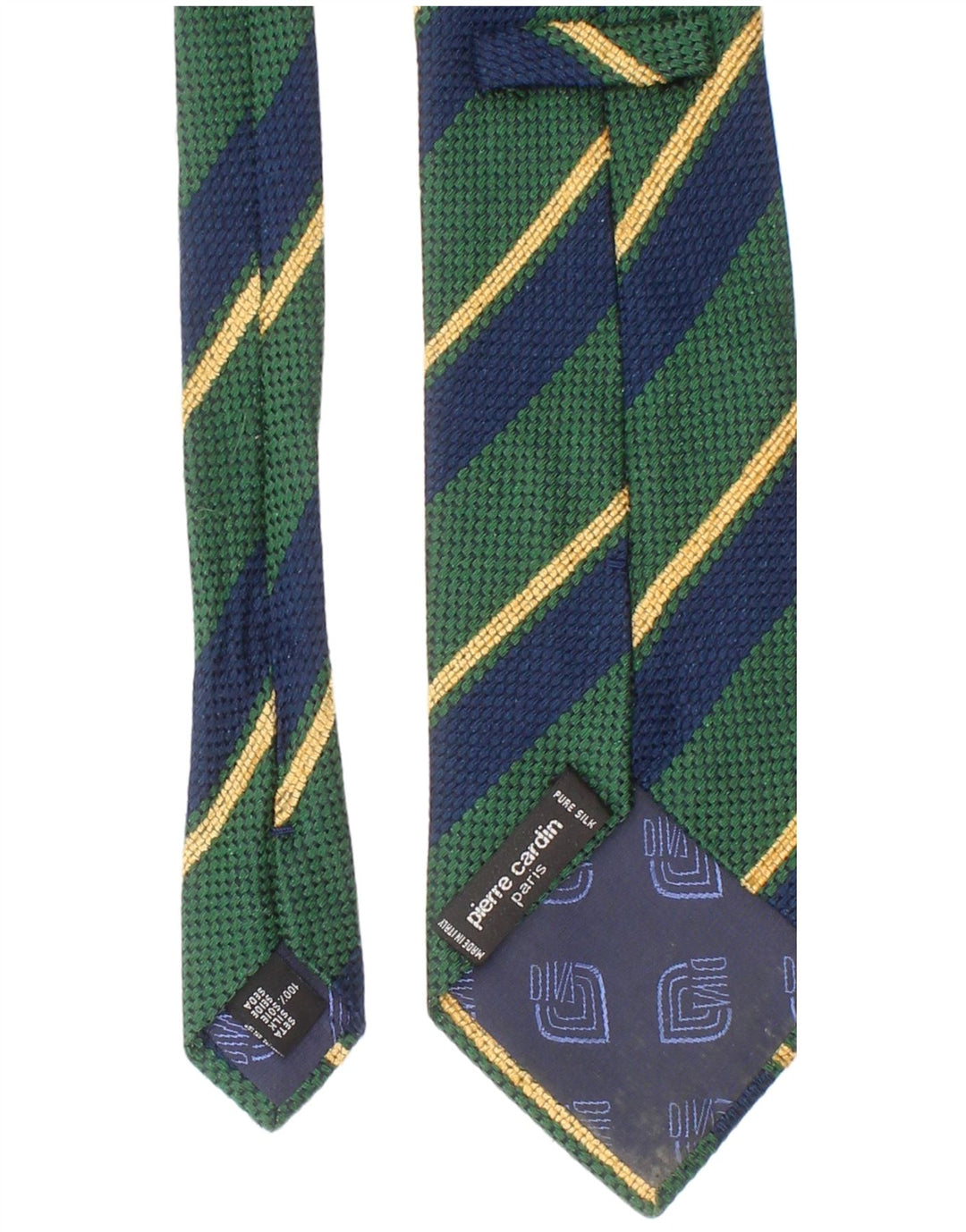 Pierre Cardin Mens Tie One Size Green Striped Silk Classic