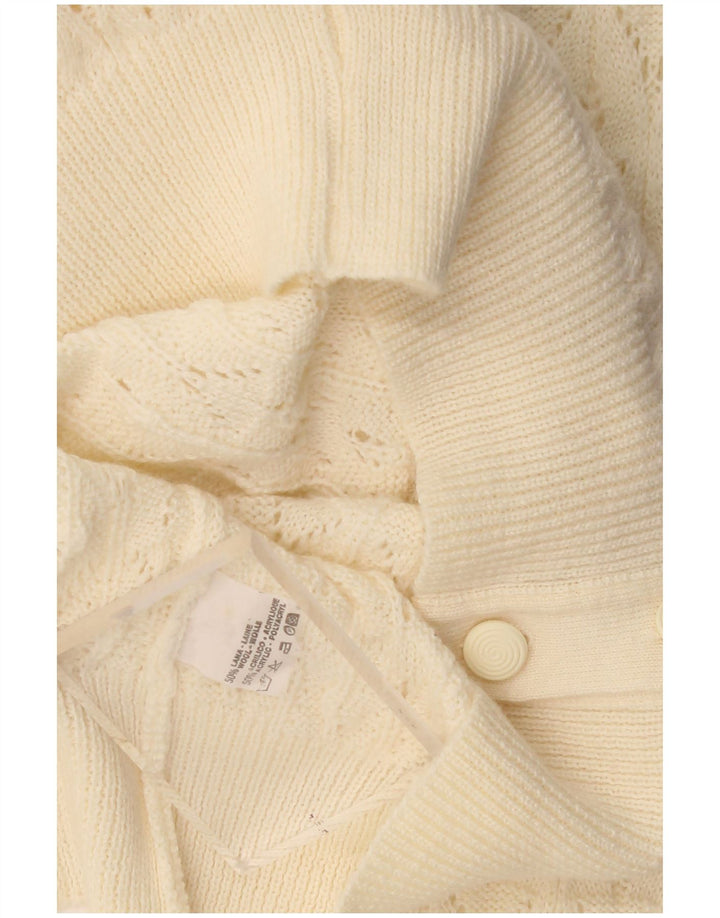 Vintage Womens Cardigan Sweater UK 16 Large Beige Wool