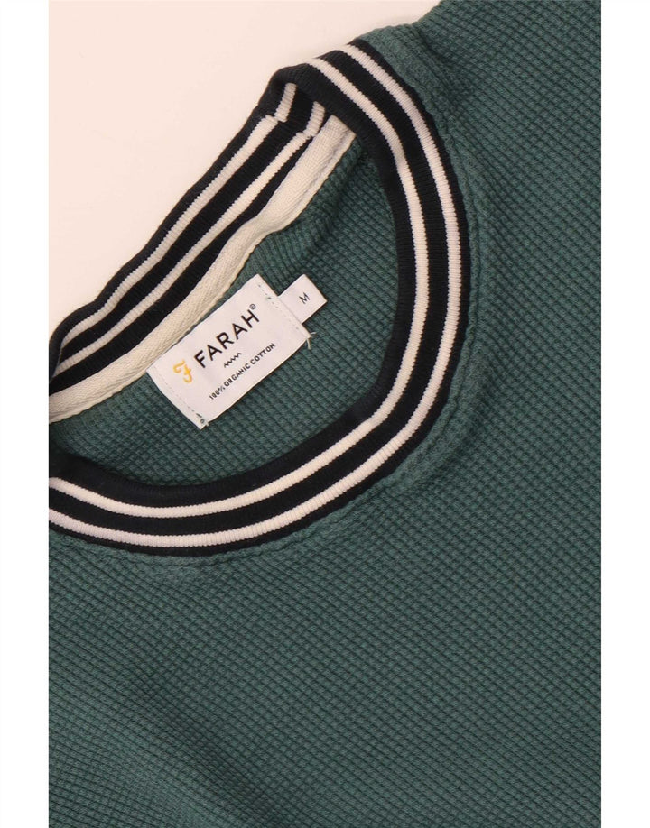 Farah Mens Sweatshirt Jumper Medium Green Striped Cotton