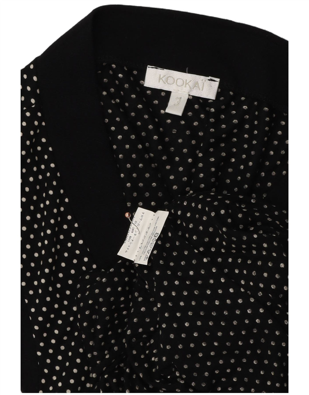 KOOKAI Womens Wrap Sleeveless Cardigan Top US 3 Small Black Polka Dot