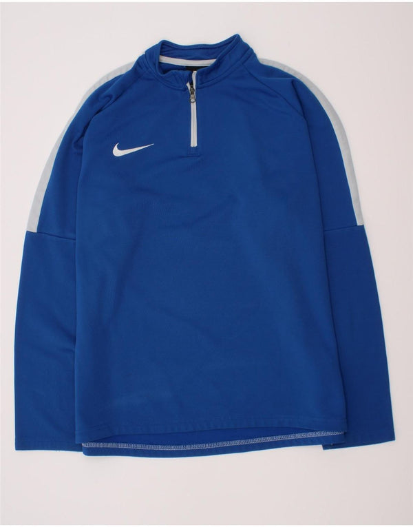 Nike Boys Dri Fit Pullover Tracksuit Top 13-14 Years XL Blue Colourblock