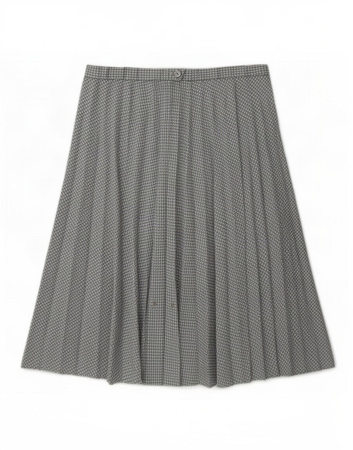 Vintage Womens Pleated Skirt W30 Medium Grey Houndstooth