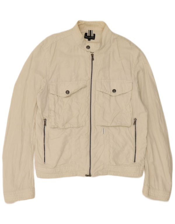 Calvin Klein Jeans Womens Utility Jacket UK 16 Large Off White Cotton