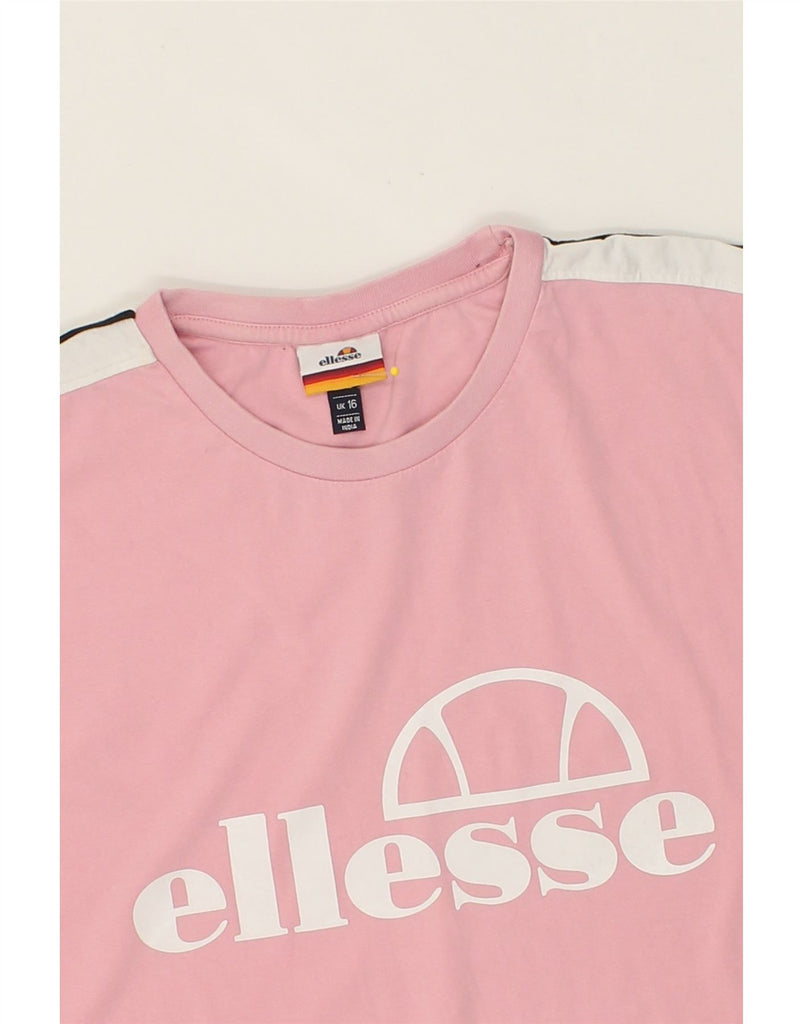 ELLESSE Womens Oversized Graphic T-Shirt Top UK 16 Large Pink Cotton Vintage Ellesse and Second-Hand Ellesse from Messina Hembry 