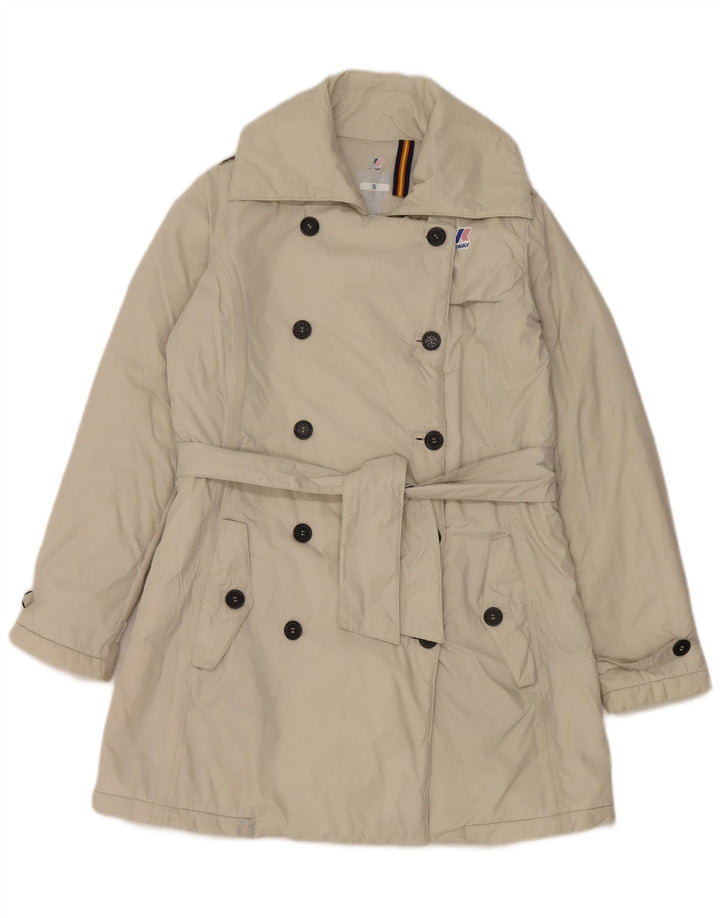 K-Way Womens Trench Coat UK 10 Small Grey Nylon