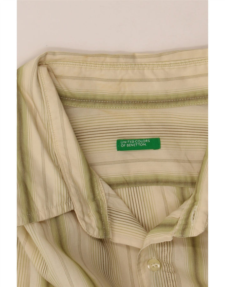 BENETTON Mens Shirt Medium Green Striped Vintage Benetton and Second-Hand Benetton from Messina Hembry 