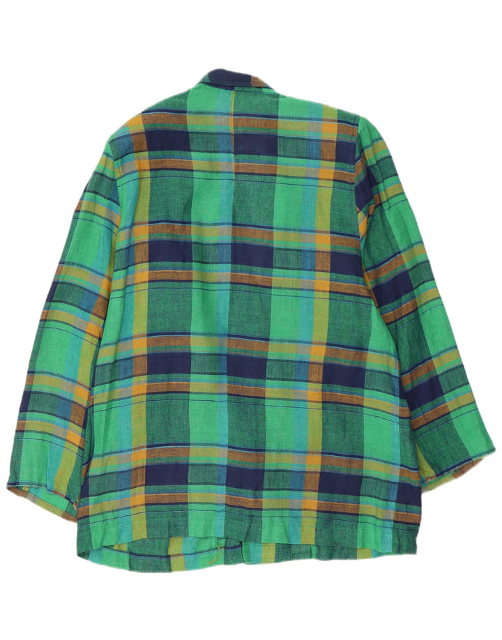 VINTAGE Womens Double Breasted Blazer Jacket UK 16 Large Green Check