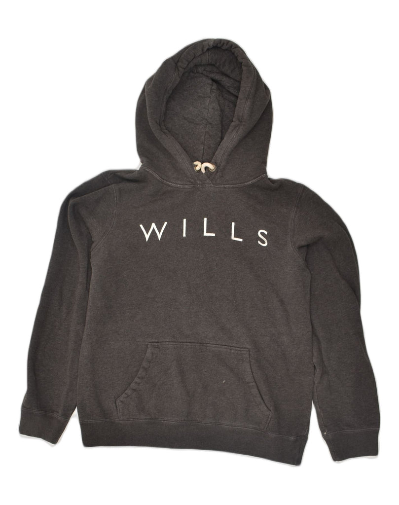 JACK WILLS Womens Graphic Hoodie Jumper UK 12 Medium  Grey Cotton | Vintage Jack Wills | Thrift | Second-Hand Jack Wills | Used Clothing | Messina Hembry 