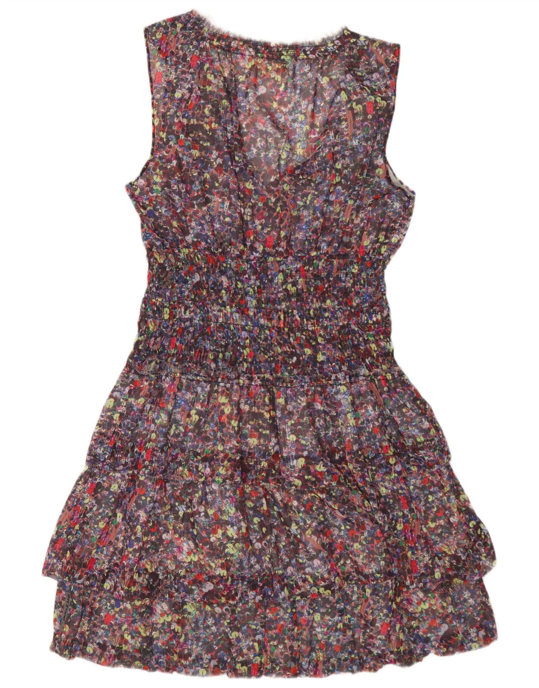 DKNY Womens Sleeveless Tiered Dress US 10 Large Multicoloured Floral