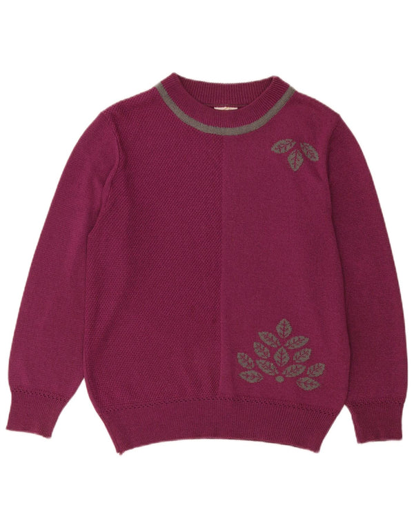 Vintage Womens Oversized Crew Neck Jumper Sweater IT 40 Small Purple Floral