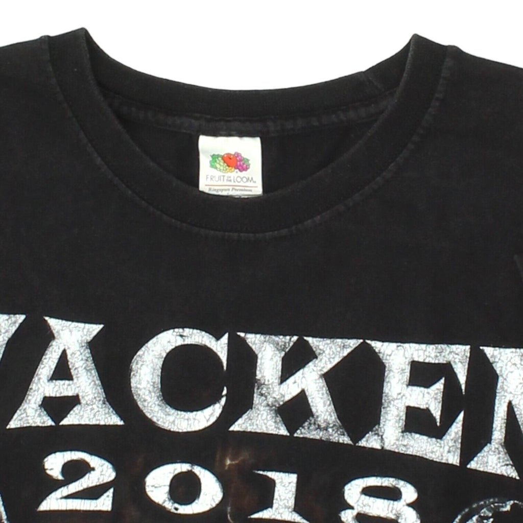 Wacken Open Air 2018 Mens Black Tshirt | German Heavy Metal Music Festival | Vintage Messina Hembry | Thrift | Second-Hand Messina Hembry | Used Clothing | Messina Hembry 