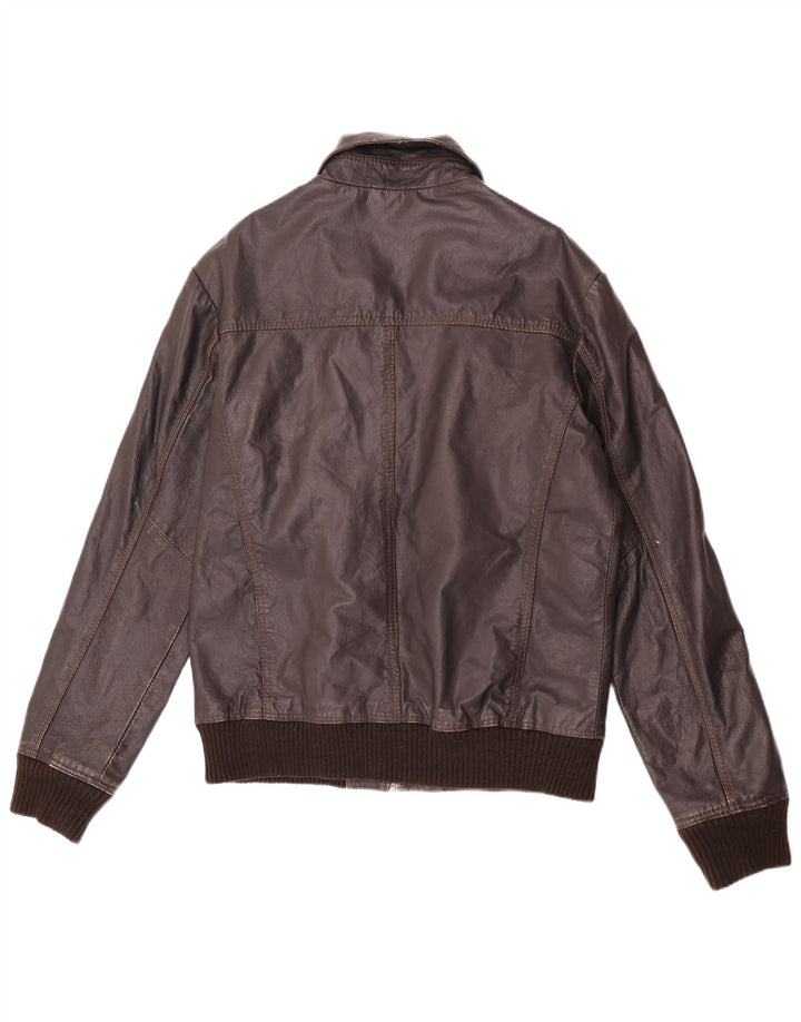 Project Mens Leather Jacket UK 40 Large Brown