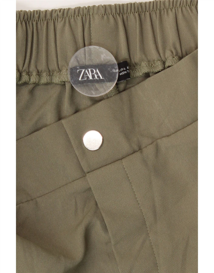 Zara Womens Joggers Cargo Trousers Large W32 L26 Khaki