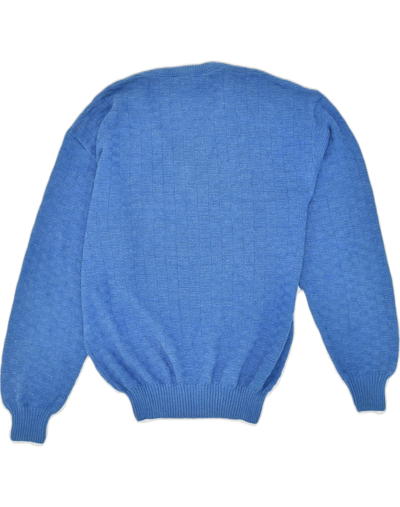 PUMA Mens V-Neck Jumper Sweater UK 38 Medium Blue Cotton | Vintage Puma | Thrift | Second-Hand Puma | Used Clothing | Messina Hembry 