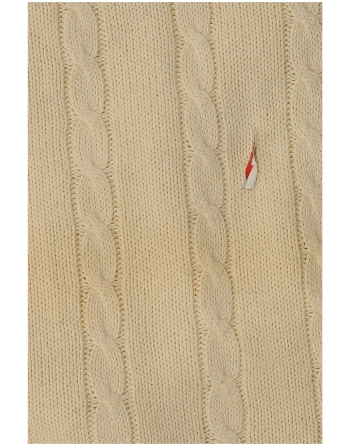 Vintage Mens V-Neck Jumper Sweater Large Beige Cotton
