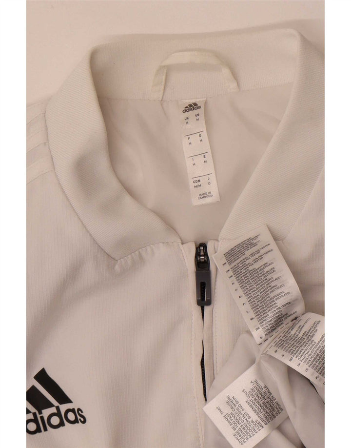 Adidas Mens Tracksuit Top Jacket Medium White Colourblock Polyester