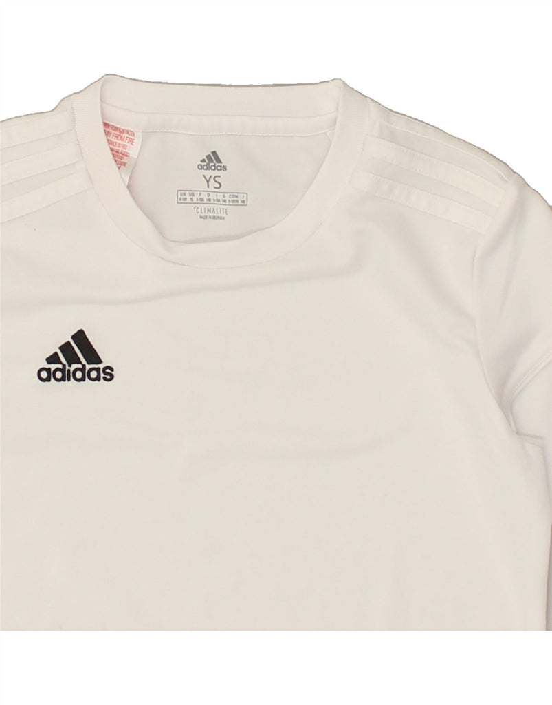 ADIDAS Boys Climalite T-Shirt Top 9-10 Years Small White Polyester | Vintage Adidas | Thrift | Second-Hand Adidas | Used Clothing | Messina Hembry 