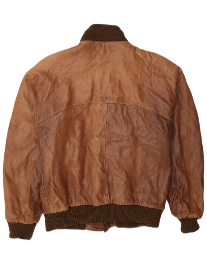 Vintage Mens Leather Jacket UK 36 Small Brown