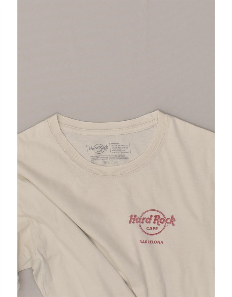 HARD ROCK CAFE Womens Barcelona Graphic T-Shirt Top UK 14 Medium White | Vintage Hard Rock Cafe | Thrift | Second-Hand Hard Rock Cafe | Used Clothing | Messina Hembry 