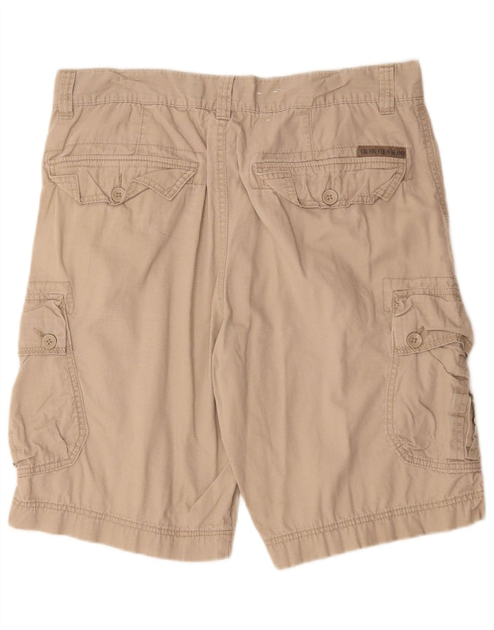 Calvin Klein Mens Cargo Shorts W34 Large  Beige Cotton