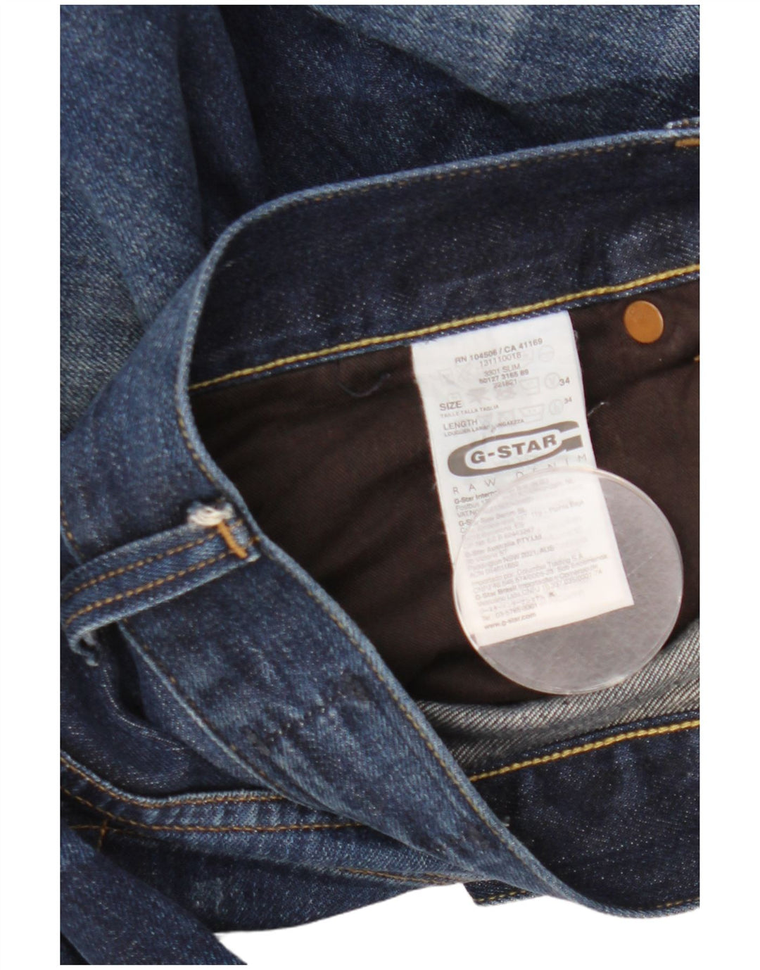 G-Star Mens Slim Jeans W34 L34 Blue Cotton