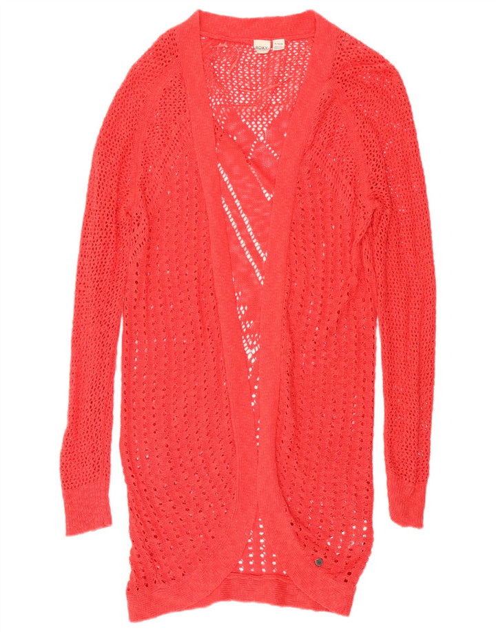 ROXY Womens Longline Crochet Cardigan Sweater UK 18 XL Red Cotton