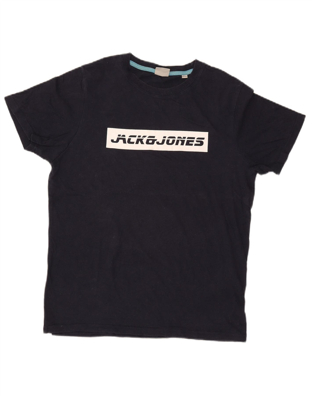 JACK & JONES Mens Graphic T-Shirt Top Medium Navy Blue Cotton