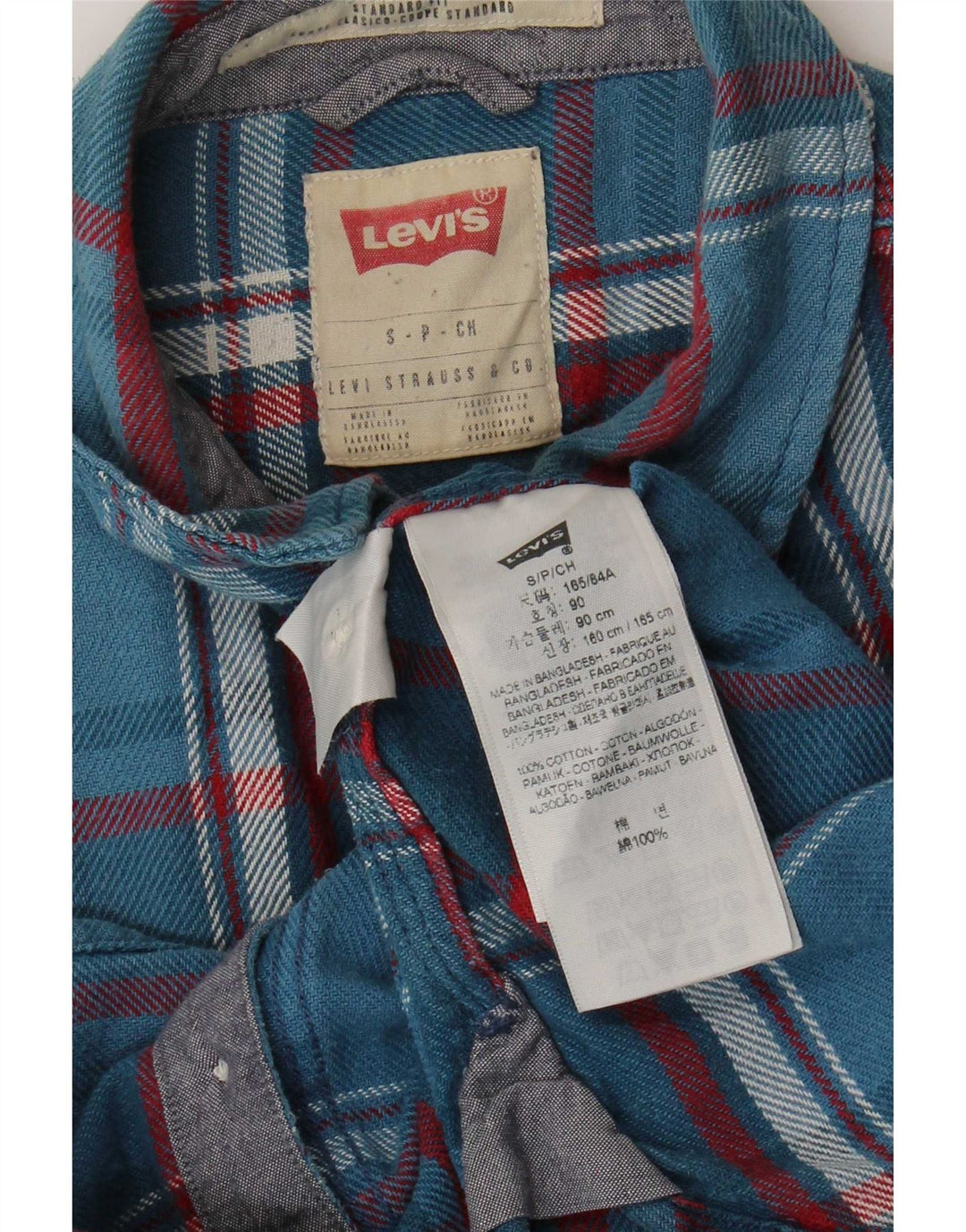 Levi's Mens Standard Fit Flannel Shirt Small Blue Check
