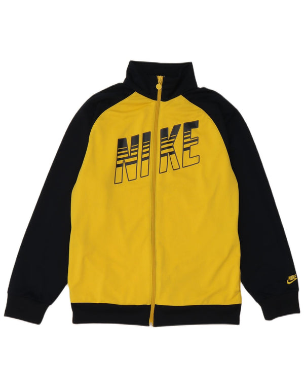 Nike Boys Graphic Tracksuit Top Jacket 13-14 Years XL Yellow Colourblock