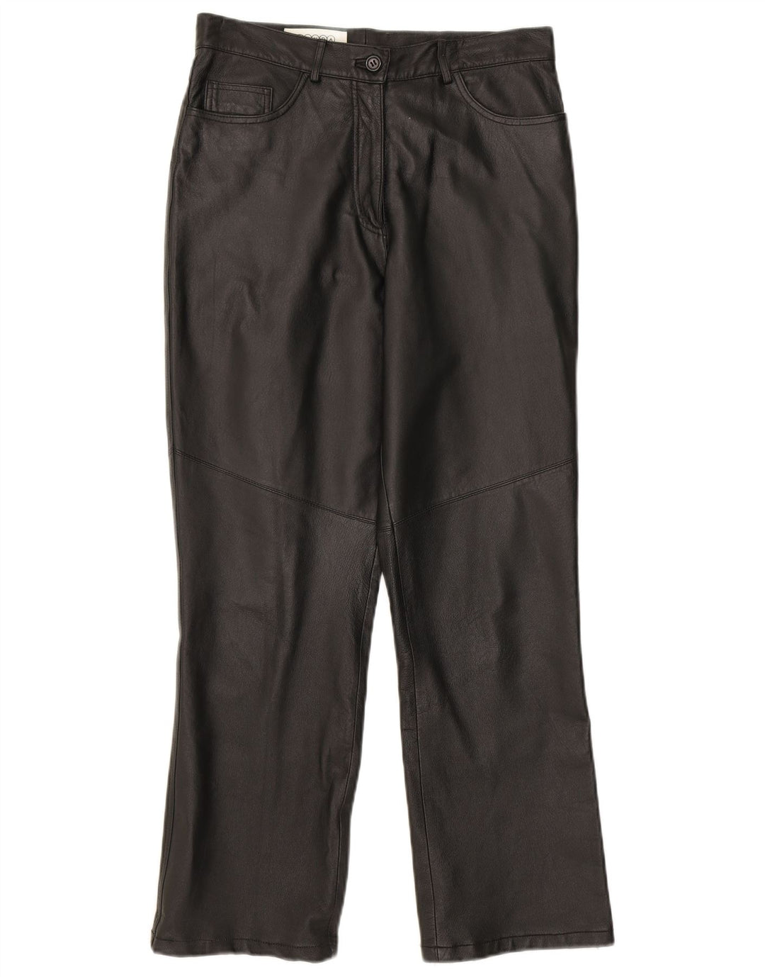 C&A Womens Straight Leather Trousers W29 L28 Black Leather