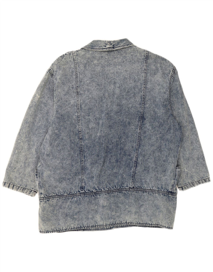 VINTAGE Womens Oversized Longline Denim Blazer Jacket EU 42 Large Blue