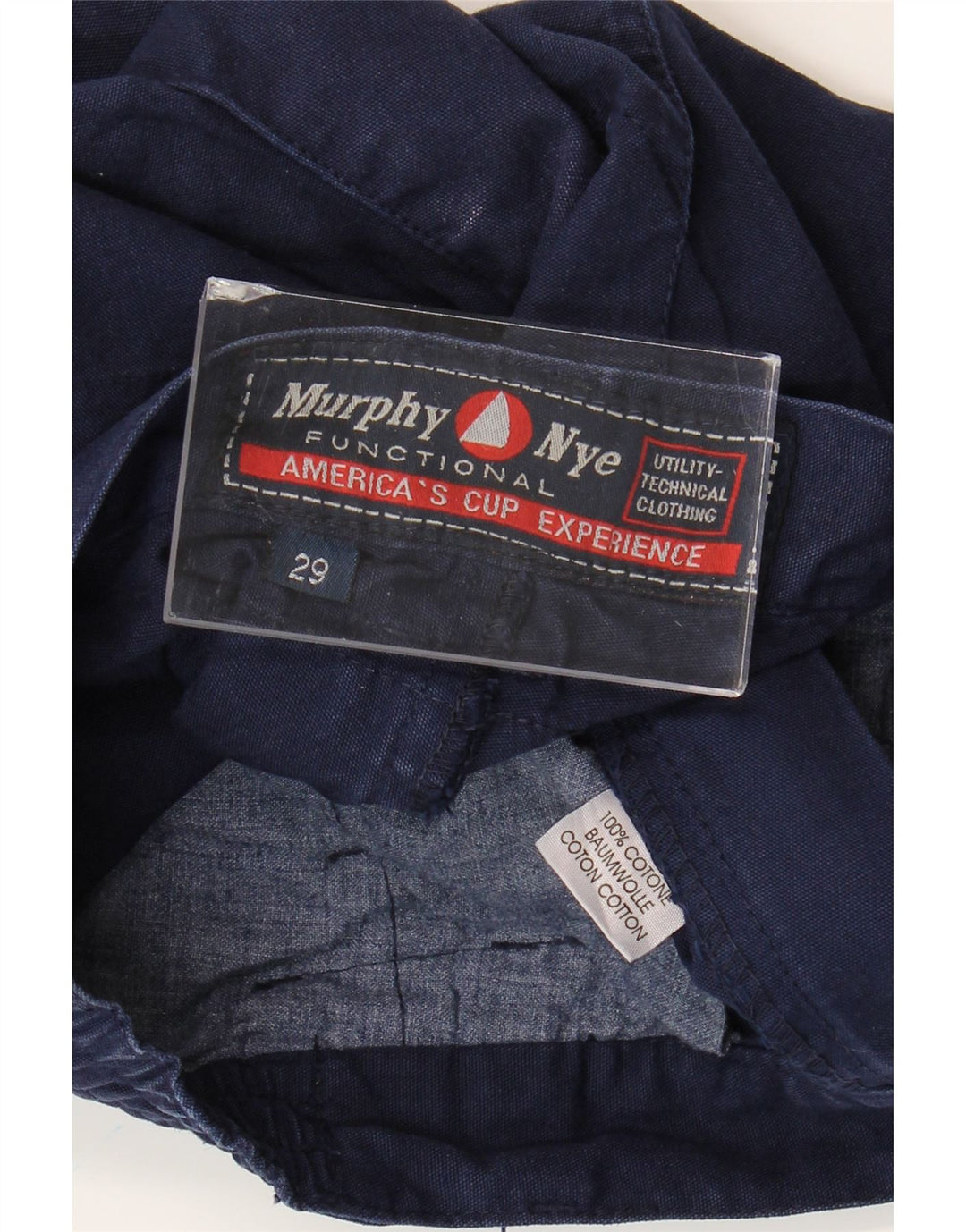 Murphy & Nye Mens Straight Cargo Trousers W29 L29 Navy Blue Cotton