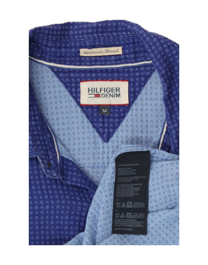 Tommy Hilfiger Mens Shirt Medium Blue Spotted Cotton