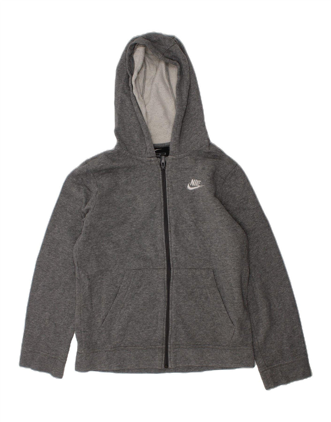 NIKE Boys Zip Hoodie Sweater 10-11 Years Medium Grey Cotton Vintage Nike and Second-Hand Nike from Messina Hembry 