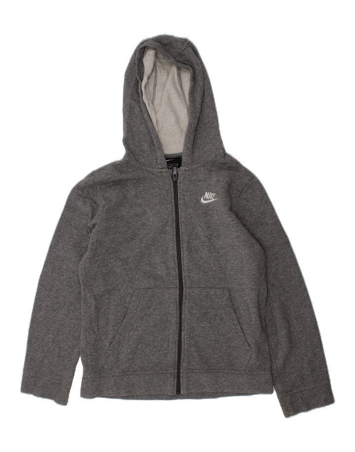 NIKE Boys Zip Hoodie Sweater 10-11 Years Medium Grey Cotton Vintage Nike and Second-Hand Nike from Messina Hembry 