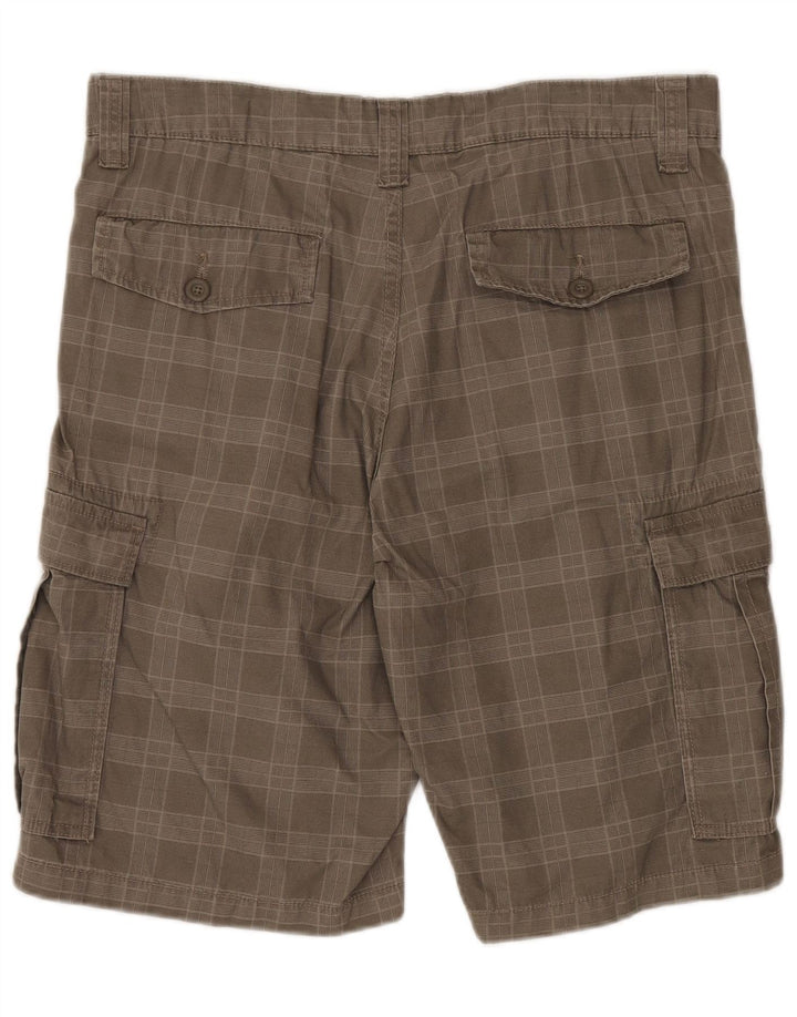 Vintage Mens Cargo Shorts IT 50 Large W36 Khaki Check Cotton