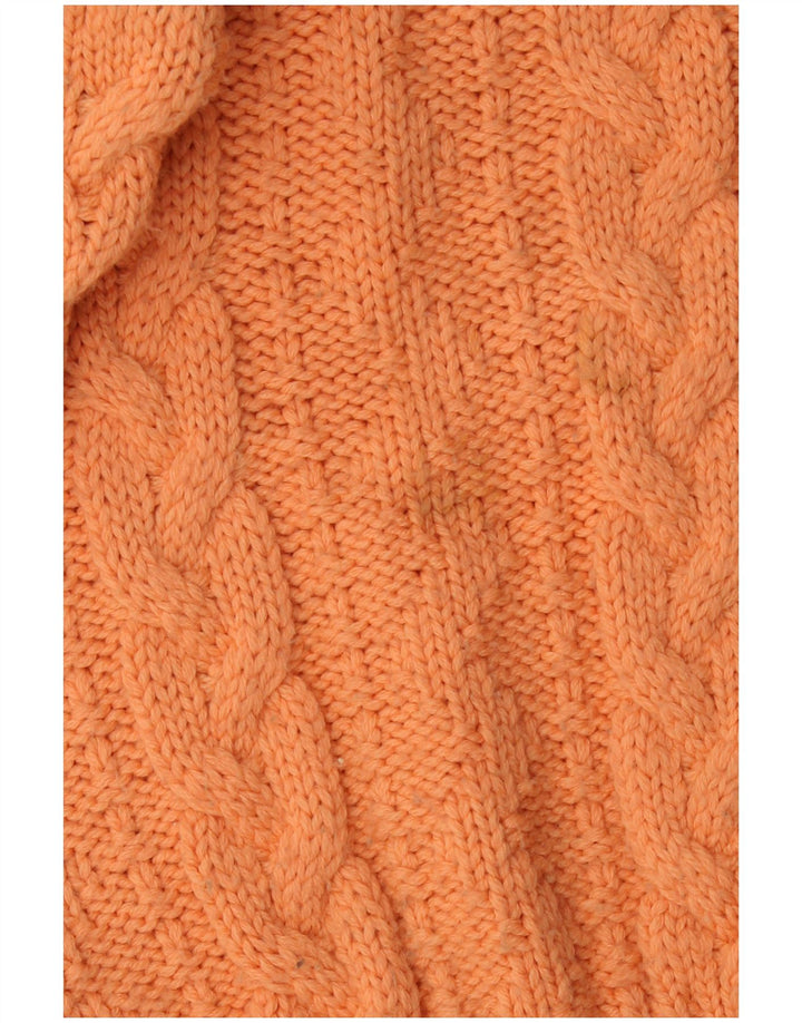 Vintage Mens Turtle Neck Jumper Sweater Large Orange Fair Isle Wool