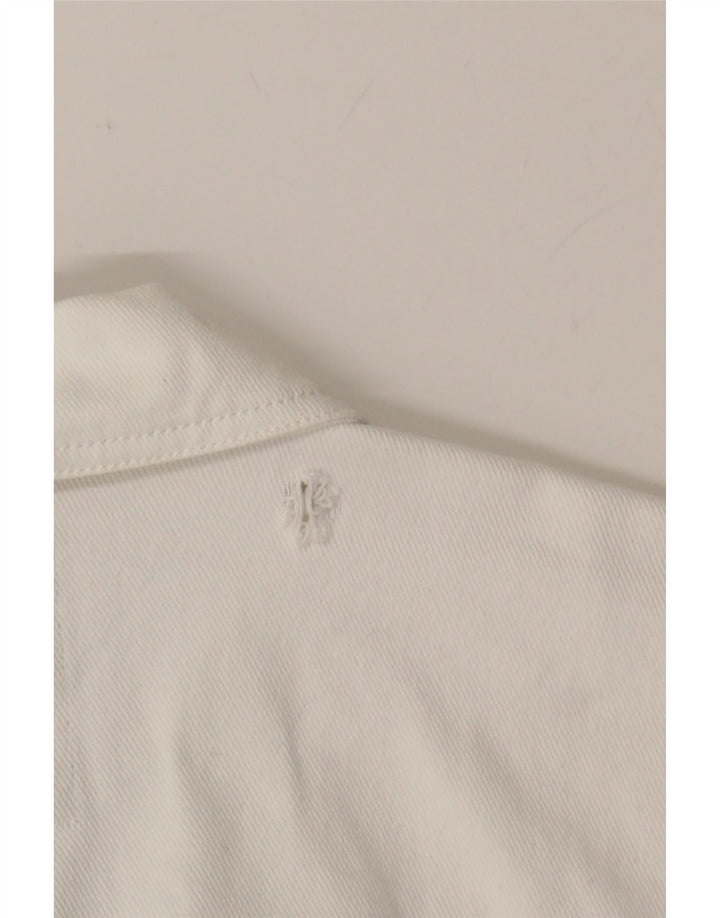 VINTAGE Womens Oversized Denim Jacket IT 42 Medium White Cotton Vintage Vintage and Second-Hand Vintage from Messina Hembry 